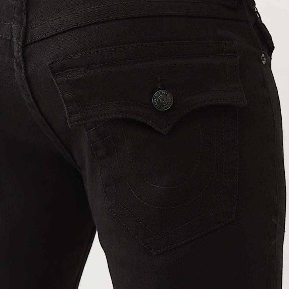 True Religion Ricky - Straight Relaxed Men's Slim Black Jeans in Color Midnight - Picture 6 of 7